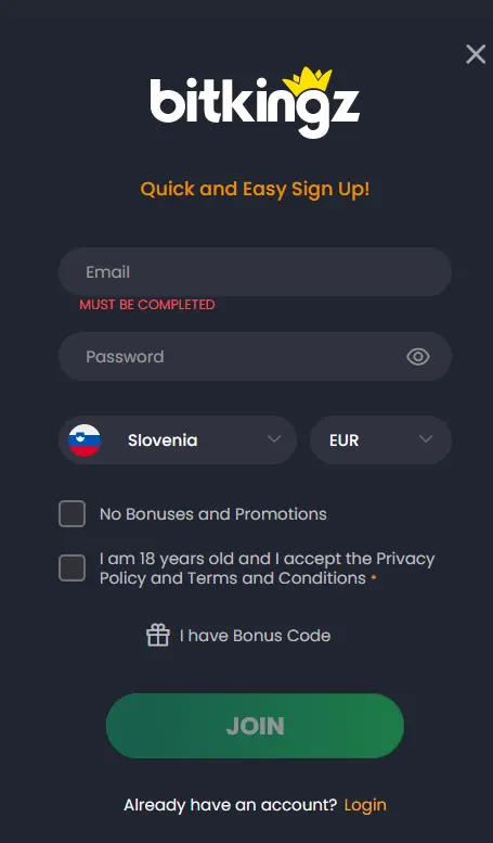 bitkingz casino registracija